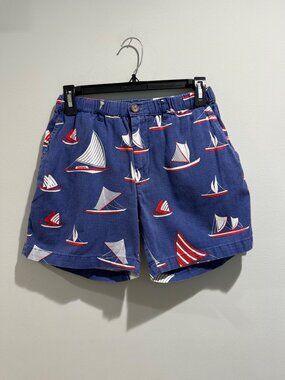 Chubbies Sailboat Print Shorts Men S / Women M Elastic Waist Preppy Nautical
